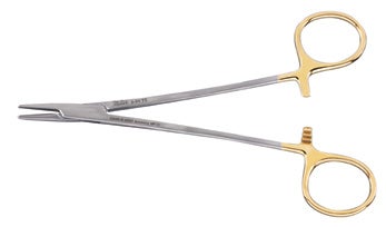 Needle Holder Crile-Wood 9 Inch Length Serrated Jaws Finger Ring Handle
