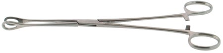 Sponge Forceps BR Surgical Foerster 9-1/2 Inch Length OR / Surgical Grade German Stainless Steel NonSterile Locking Finger Ring Handle Straight Fenestrated Serrated Oval Tips