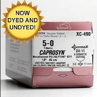 Absorbable Suture with Needle Caprosyn™ Polyester P-12 3/8 Circle Precision Reverse Cutting Needle Size 3-0 Monofilament