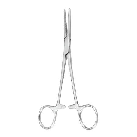Hemostatic Forceps McKesson Argent™ Crile 6-1/4 Inch Length OR / Surgical Grade German Stainless Steel NonSterile Locking Finger Ring Handle Straight Serrated Tips