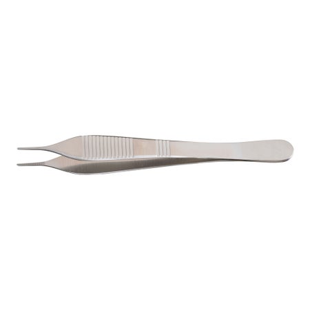 Dressing Forceps McKesson Argent™ Adson 4-3/4 Inch Length OR / Surgical Grade German Stainless Steel NonSterile NonLocking Thumb Handle Straight Delicate, Serrated Tips