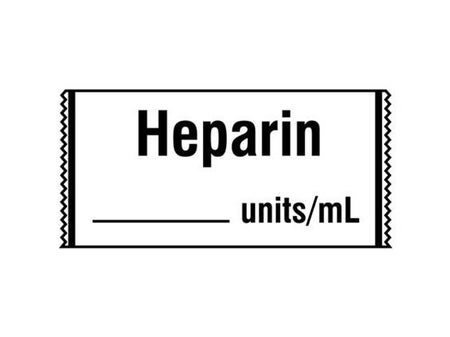 Drug Label Shamrock Syringe Label HEPARIN / _____ units / mL White 1/2 X 1 Inch