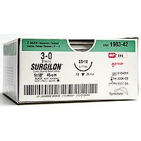 Nonabsorbable Suture with Needle Surgilon™ Nylon P-12 3/8 Circle Precision Reverse Cutting Needle Size 4-0 Braided