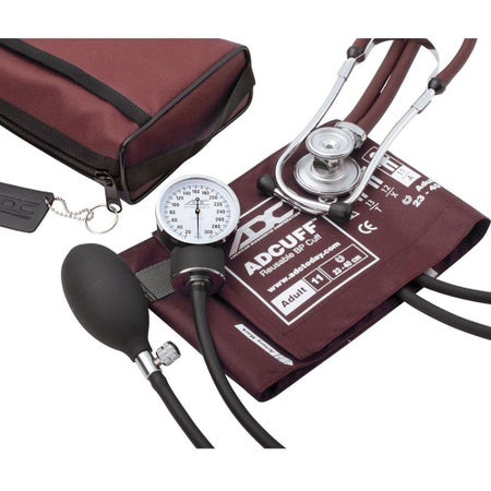 Reusable Aneroid / Stethoscope Set Pro's Combo II™ 23 to 33 cm Adult Cuff Dual Head Sprague Stethoscope Pocket Aneroid