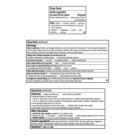 Anti-Diarrheal Pepto Bismol® 262 mg Strength Liquid 4 oz.