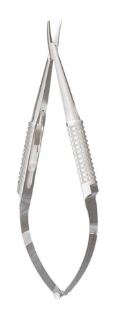 Needle Holder Barraquer 5 Inch Length Curved Smooth Jaws Hollow Round Handle