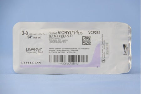 Absorbable Antibacterial Suture-Ligating Reel Coated Vicryl™ Plus Polyglactin 910 with Irgacare MP Size 3-0
