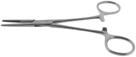 Hemostatic Forceps BR Surgical Kelly 5-1/2 Inch Length OR / Surgical Grade Stainless Steel NonSterile Locking Finger Ring Handle Curved Serrated Tips