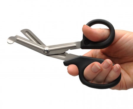 Trauma Shears Medicut® 7-1/4 Inch Length Floor / Office Grade Stainless Steel / Plastic NonSterile Teal Finger Ring Handle Angled Blunt Tip / Blunt Tip