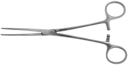 Hemostatic Forceps BR Surgical Rochester-Pean 6-1/4 Inch Length OR / Surgical Grade German Stainless Steel NonSterile Locking Finger Ring Handle Curved Serrated Tips