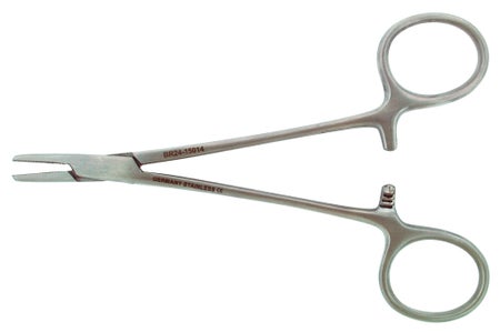 Needle Holder Baumgartner 5-1/2 Inch Length Straight Serrated Jaws Finger Ring Handle