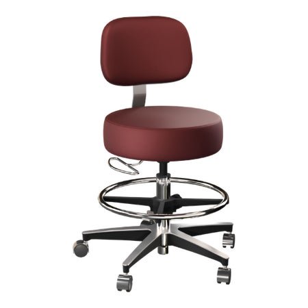 Exam Stool McKesson With Backrest Pneumatic Height Adjustment 5 Casters Claret