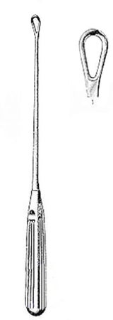 Uterine Curette Miltex® Thomas 11 Inch Length Hollow Handle with Grooves Size 1 Tip Blunt Loop Tip