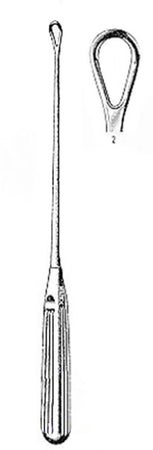 Uterine Curette Miltex® Thomas 11 Inch Length Hollow Handle with Grooves Size 2 Tip Blunt Loop Tip