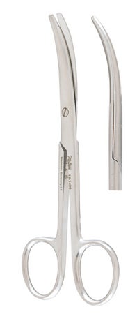 Enucleation Scissors Miltex® 5 Inch Length OR / Surgical Grade German Stainless Steel NonSterile Finger Ring Handle Curved Blunt Tip / Blunt Tip