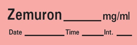 Drug Label Barkley® Anesthesia Label Tape Zemuron_mg/mL Date_Time_Int_ Red 1/2 X 1-1/2 Inch