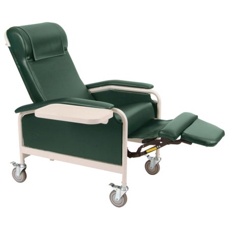 Multi-Position Recliner Hunter Green Vinyl Casters