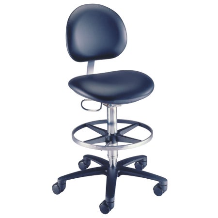 Lab Stool Millennium Series With Backrest Pneumatic Height Adjustment 5 Casters Black