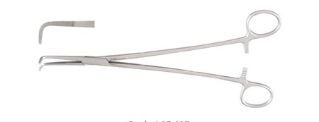 Thoracic Forceps Miltex® Kantrowitz 9-1/2 Inch Length OR / Surgical Grade German Stainless Steel NonSterile Locking Finger Ring Handle Angled 90° Delicate, Serrated Tips