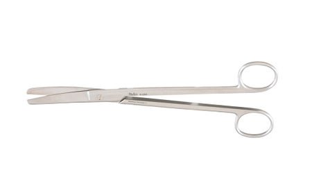 Dissecting Scissors Miltex® Sims 8 Inch Length OR / Surgical Grade German Stainless Steel NonSterile Finger Ring Handle Curved Blunt Tip / Blunt Tip