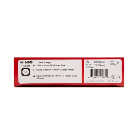 Ostomy Barrier New Image™ Flextend™ Precut, Extended Wear Adhesive Tape 57 mm Flange Red Code System Hydrocolloid 1-1/2 Inch Opening