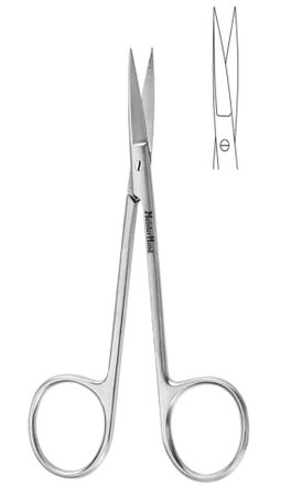 Iris Scissors MeisterHand® 4 Inch Length OR / Surgical Grade German Stainless Steel NonSterile Finger Ring Handle Curved Sharp Tip / Sharp Tip