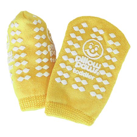 Slipper Socks Pillow Paws® 360° Imprint Unisex Toddler All Around Tread Single Patient Use Yellow