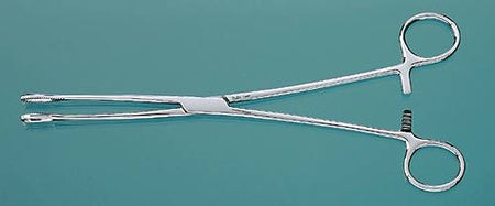 Sponge Forceps Miltex® Foerster 7 Inch Length OR / Surgical Grade German Stainless Steel NonSterile Locking Finger Ring Handle Straight Fenestrated Smooth Oval Tips