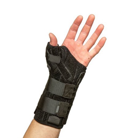 Thumb Brace with Wrist Support Titan Thumb™ Adult / Child Regular Adjustable Lacing Pulls Thumb / Wrist Black