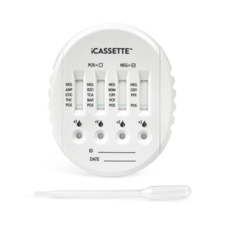 Drugs of Abuse Test Kit iCassette™ AMP, COC, mAMP/MET, OPI, THC 25 Tests CLIA Waived
