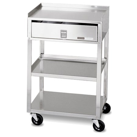 Mobile Stand Stainless Steel Frame 29-1/2 X 18-3/4 X 16-3/4 Inch Silver Three Shelves