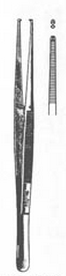 Tissue Forceps Miltex® Potts-Smith 12 Inch Length OR / Surgical Grade German Stainless Steel NonSterile NonLocking Thumb Handle Straight Serrated Tips with 1 X 2 Teeth