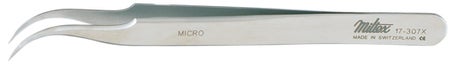 Jeweler Forceps Miltex® No. 7F OR / Surgical Grade NonMagnetic Stainless Steel NonSterile NonLocking Thumb Handle Curved Micro-Fine, Pointed Tips