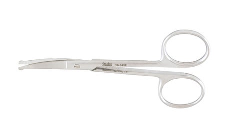 Eye Scissors Miltex® 4 Inch Length OR / Surgical Grade German Stainless Steel NonSterile Finger Ring Handle Curved Blunt Tip / Blunt Tip