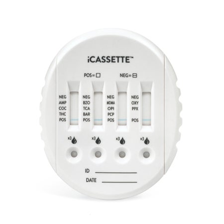 Drugs of Abuse Test Kit iCassette™ AMP, COC, mAMP/MET, OPI, PCP, THC 25 Tests CLIA Waived