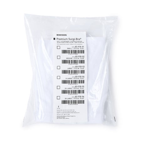 Post-Surgical Bra McKesson 42 to 44 Inch Chest 2X-Large White Front Hook and Loop Closure Drain Holders