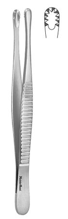 Tissue Forceps MeisterHand® Russian 6 Inch Length OR / Surgical Grade German Stainless Steel NonSterile NonLocking Thumb Handle Straight Radially Serrated Cup Tips