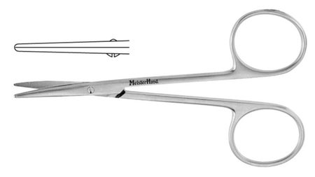 Strabismus Scissors MeisterHand® 4 Inch Length OR / Surgical Grade German Stainless Steel NonSterile Finger Ring Handle Straight Blunt Tip / Blunt Tip