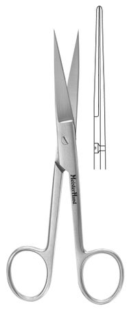 Operating Scissors MeisterHand® 5-1/2 Inch Length OR / Surgical Grade German Stainless Steel NonSterile Finger Ring Handle Straight Sharp Tip / Sharp Tip