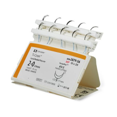 Nonabsorbable Suture with Needle Ti-Cron™ Polyester CV-307 3/8 Circle Taper Point Needle Size 4-0 Braided