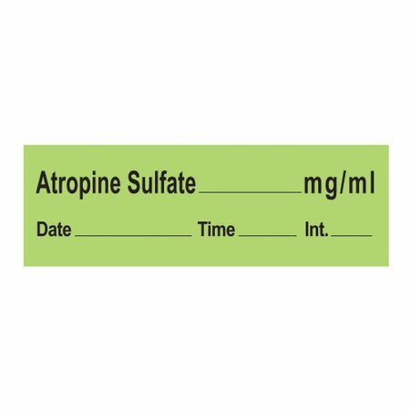 Drug Label Barkley® Anesthesia Label Tape Atropine Sulfate_mg/mL Date_Time_Int_ Green 1/2 X 1-1/2 Inch