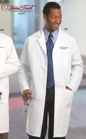 Lab Coat White Size 40 Knee Length 100% Cotton Reusable