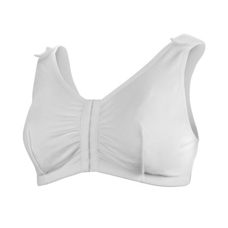 Post-Surgical Bra McKesson 34 Inch Chest White Front Hook and Eye Closure Hook and Loop Shoulder Strap