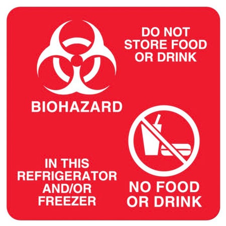 Magnetic Sign Caution Do Not Store Food Or Drink Biohazard In The Refrigerator and Or Freezer No Food No Drink