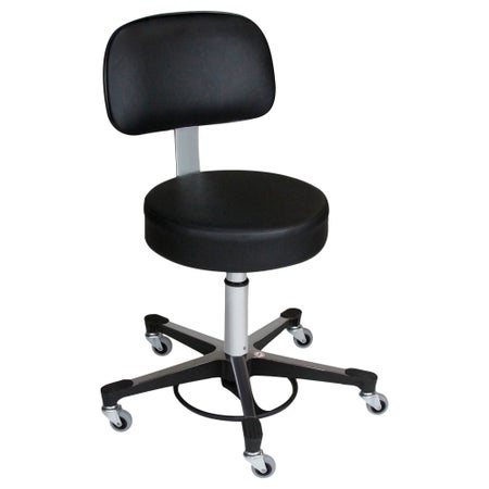 Exam Stool With Backrest Pneumatic Height Adjustment 5 Casters Black