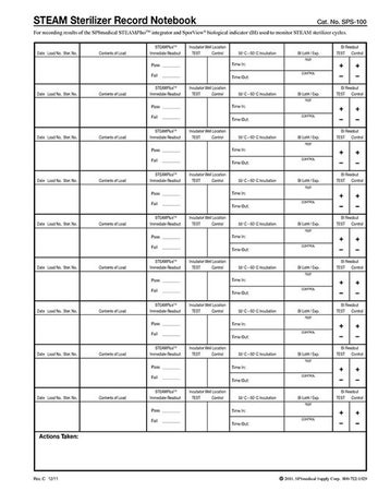 Sterilization Record Sheet Steam