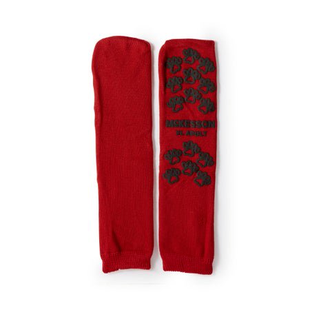 Slipper Socks McKesson Terries™ Unisex Adult X-Large Single Tread Single Patient Use Red