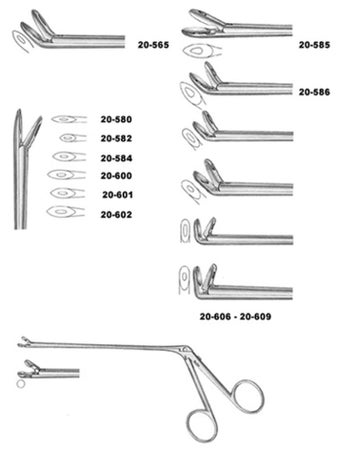 Ethmoid Forceps Miltex® Blakesley-Wilde 4-1/2 Inch Length OR / Surgical Grade German Stainless Steel NonSterile Locking Finger Ring Handle Upturned 45° Fenestrated Oval Cup Tips