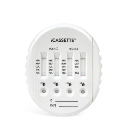 Drugs of Abuse Test Kit iCassette™ AMP, BAR, BZO, COC, mAMP/MET, MTD, OPI, PCP, TCA, THC 25 Tests CLIA Non-Waived