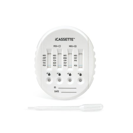 Drugs of Abuse Test Kit iCassette™ AMP, BAR, BZO, COC, mAMP/MET, MTD, OPI, PCP, TCA, THC 25 Tests CLIA Non-Waived